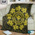 Hawaiian Map Kanaka Turtles Circle Style Yellow Polynesian Premium Blankets - AH - Polynesian Pride