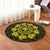 Hawaiian Map Kanaka Turtles Circle Style Yellow Polynesian Round Carpet - AH - Polynesian Pride