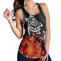 Hawaiian Map Kanaka Turtles Hibiscus Plumeria Racerback Tank - AH - Polynesian Pride