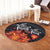 Hawaiian Map Kanaka Turtles Hibiscus Plumeria Round Carpet - AH - Polynesian Pride