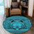 Hawaiian Map Madame Pele Kanaka Plumeria Polynesian Round Carpet Blue AH - Polynesian Pride