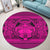 Hawaiian Map Madame Pele Kanaka Plumeria Polynesian Round Carpet Pink AH - Polynesian Pride