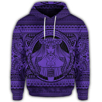 Hawaiian Map Madame Pele Kanaka Plumeria Polynesian Hoodie Purple - Polynesian Pride
