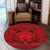 Hawaiian Map Madame Pele Kanaka Plumeria Polynesian Round Carpet Red AH - Polynesian Pride