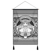 Hawaiian Map Madame Pele Kanaka Plumeria Polynesian Hanging Poster White AH Hanging Poster Cotton And Linen - Polynesian Pride