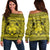 Hawaiian Map Madame Pele Kanaka Plumeria Polynesian Women's Off Shoulder Sweater Yellow AH Black - Polynesian Pride