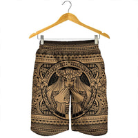 Hawaiian Map Madame Pele Mauna Kea Plumeria Polynesian Men's Shorts Gold AH - Polynesian Pride