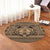 Hawaiian Map Madame Pele Mauna Kea Plumeria Polynesian Round Carpet Gold AH - Polynesian Pride