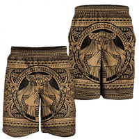 Hawaiian Map Madame Pele Mauna Kea Plumeria Polynesian Men's Shorts Gold AH - Polynesian Pride