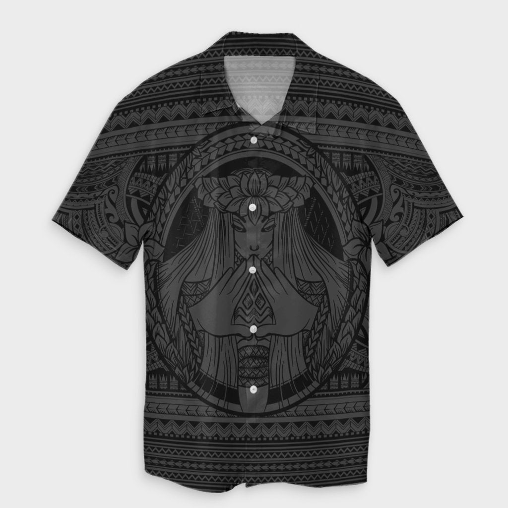 Hawaiian Map Madame Pele Mauna Kea Plumeria Polynesian Hawaiian Shirt Gray AH Unisex Black - Polynesian Pride