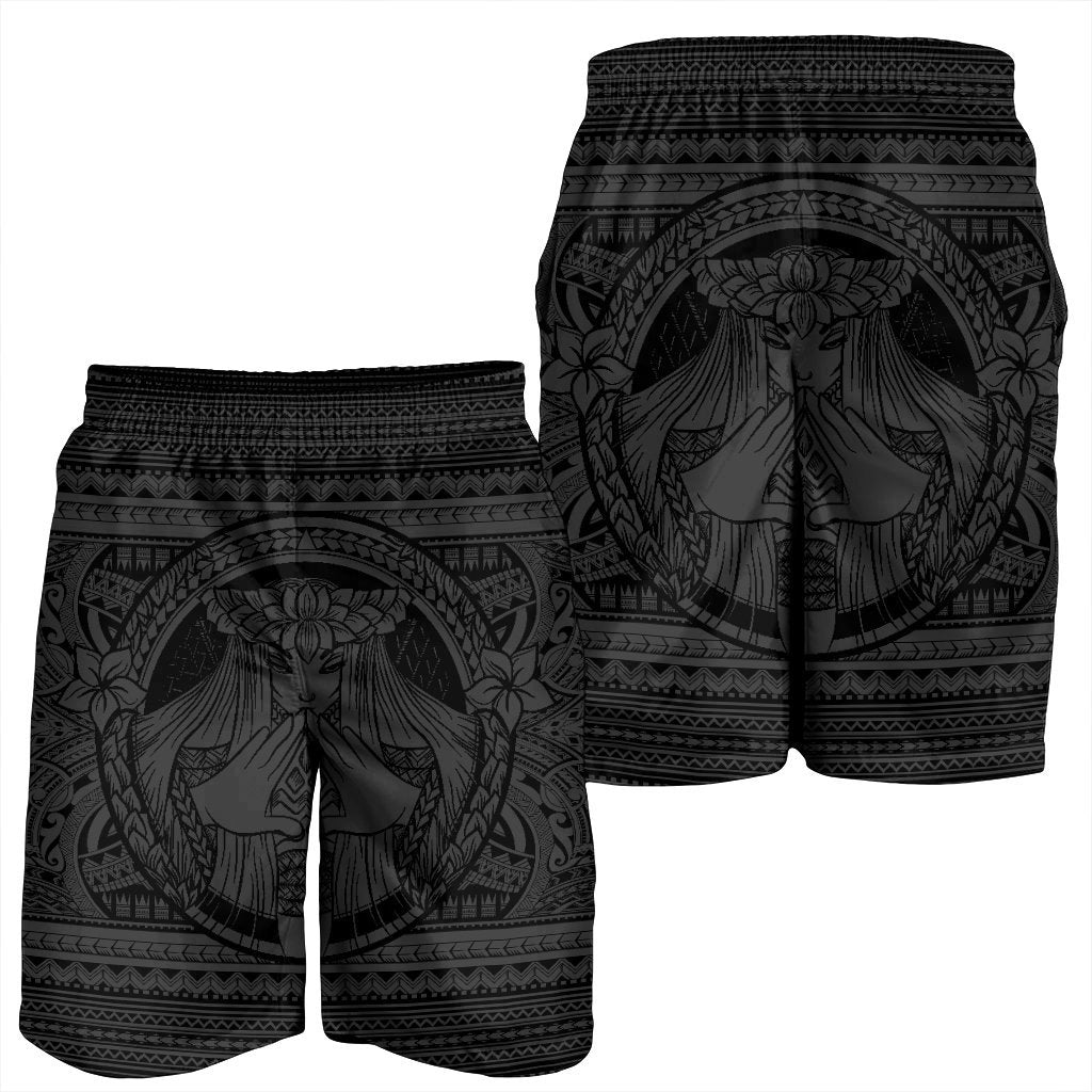 Hawaiian Map Madame Pele Mauna Kea Plumeria Polynesian Men's Shorts Gray AH - Polynesian Pride