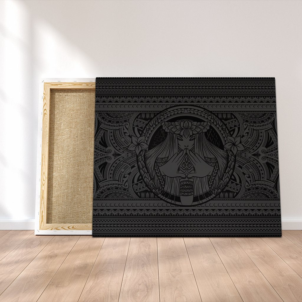 Hawaiian Map Madame Pele Mauna Kea Plumeria Polynesian Canvas Gray AH Canvas Poly-cotton - Polynesian Pride