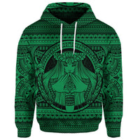Custom Hawaiian Map Madame Pele Mauna Kea Plumeria Polynesian Hoodie Green - Polynesian Pride