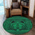 Hawaiian Map Madame Pele Mauna Kea Plumeria Polynesian Round Carpet Green AH - Polynesian Pride