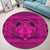 Hawaiian Map Madame Pele Mauna Kea Plumeria Polynesian Round Carpet Pink AH - Polynesian Pride