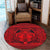 Hawaiian Map Madame Pele Mauna Kea Plumeria Polynesian Round Carpet Red AH - Polynesian Pride