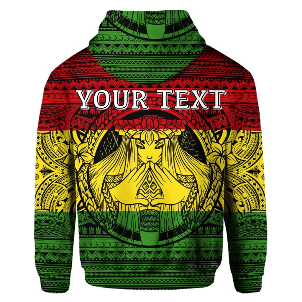 Custom Hawaiian Map Madame Pele Mauna Kea Plumeria Polynesian Hoodie Reggae - Polynesian Pride