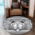 Hawaiian Map Madame Pele Mauna Kea Plumeria Polynesian Round Carpet White AH - Polynesian Pride