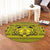 Hawaiian Map Madame Pele Mauna Kea Plumeria Polynesian Round Carpet Yellow AH - Polynesian Pride