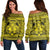 Hawaiian Map Madame Pele Mauna Kea Plumeria Polynesian Women's Off Shoulder Sweater Yellow AH Black - Polynesian Pride