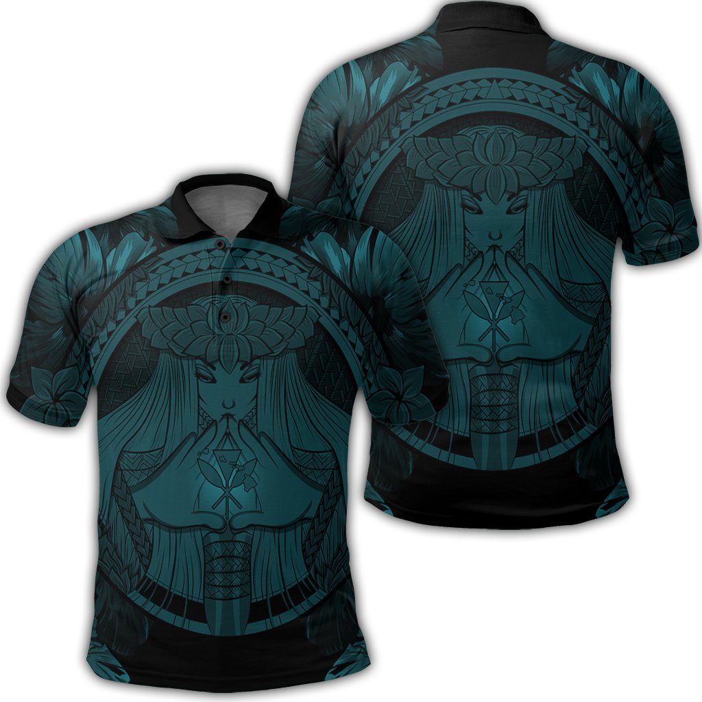 Hawaiian Map Madame Pele Polynesian Polo Shirt Blue Unisex Black - Polynesian Pride