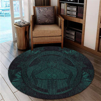 Hawaiian Map Madame Pele Polynesian Round Carpet Dark Green AH - Polynesian Pride