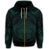 Hawaiian Map Madame Pele Polynesian Zip Hoodie Dark Green - Polynesian Pride