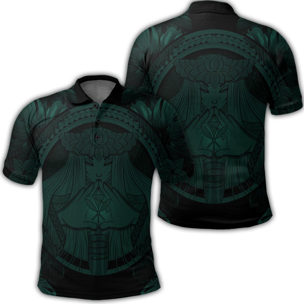 Hawaiian Map Madame Pele Polynesian Polo Shirt Dark Green Unisex Black - Polynesian Pride