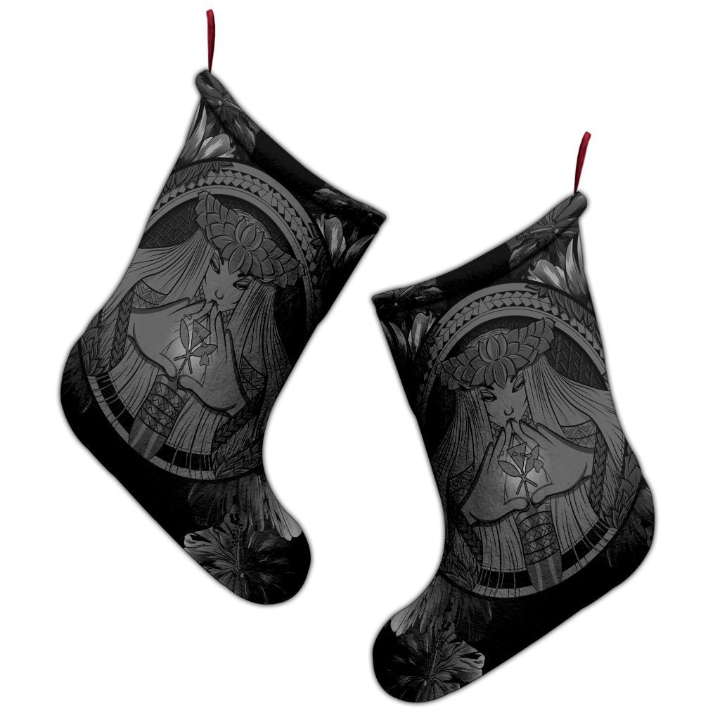 Hawaiian Map Madame Pele Polynesian Christmas Stocking Gray AH - Polynesian Pride
