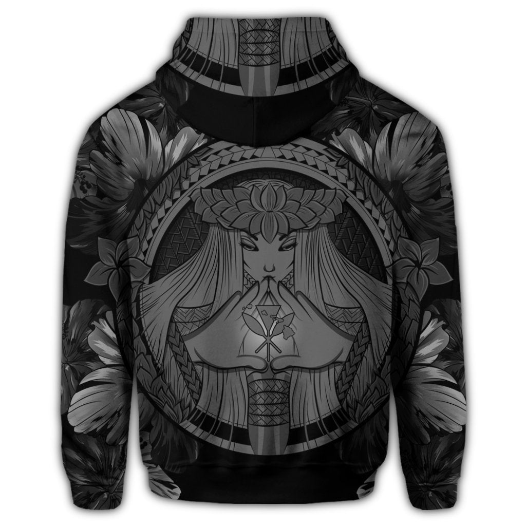 Hawaiian Map Madame Pele Polynesian Zip Hoodie Gray - Polynesian Pride