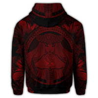 Hawaiian Map Madame Pele Polynesian Zip Hoodie Red - Polynesian Pride