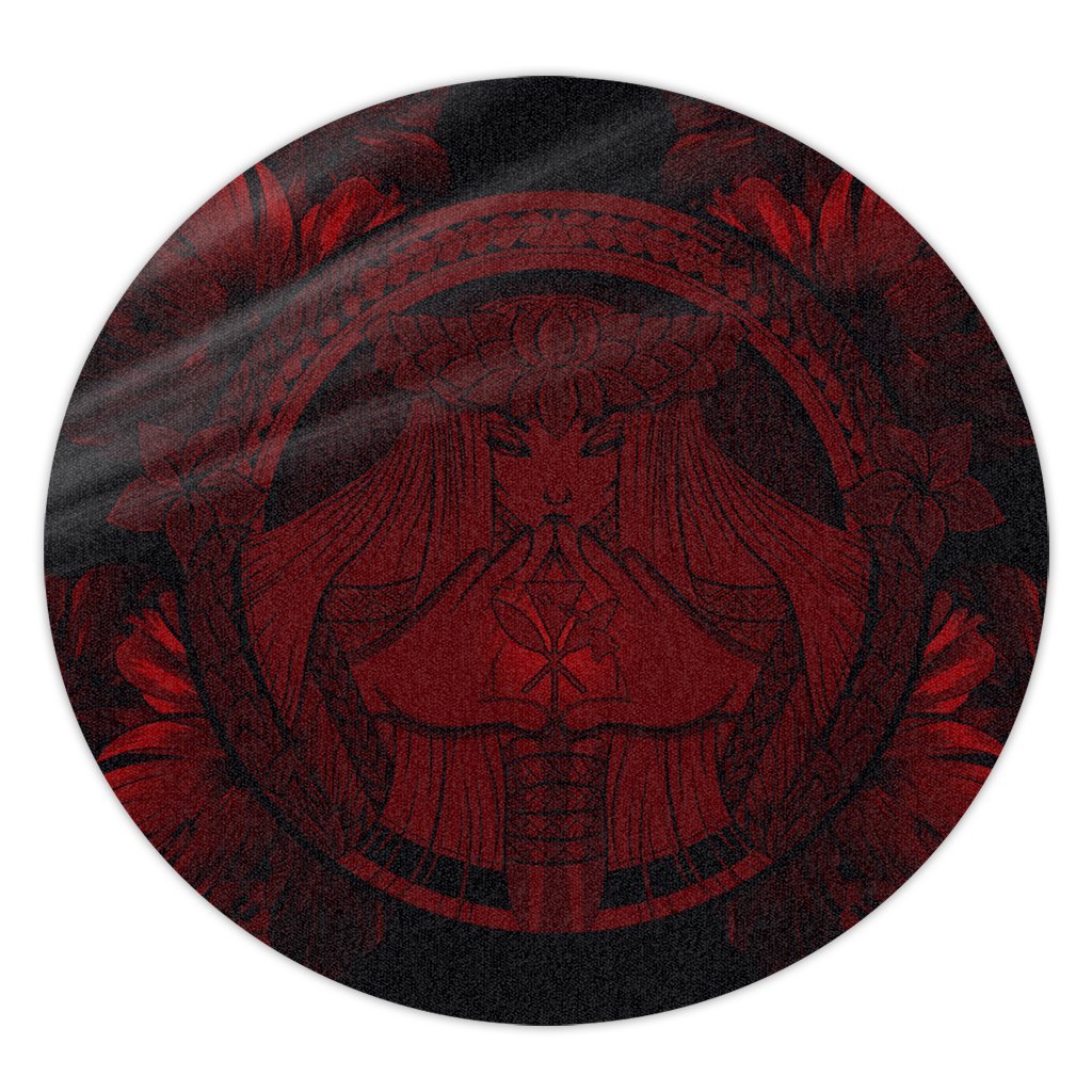 Hawaiian Map Madame Pele Polynesian Round Carpet Red AH Round Carpet Luxurious Plush - Polynesian Pride