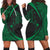 Hawaiian Map Manta Ray Polynesian Hoodie Dress - Green - Circle Style - AH Black - Polynesian Pride