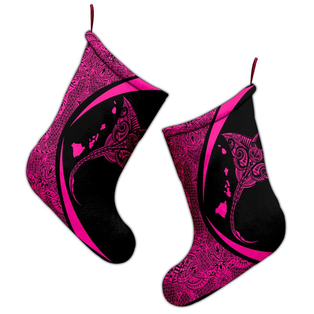 Hawaiian Map Manta Ray Polynesian Christmas Stocking - Pink - AH - Polynesian Pride