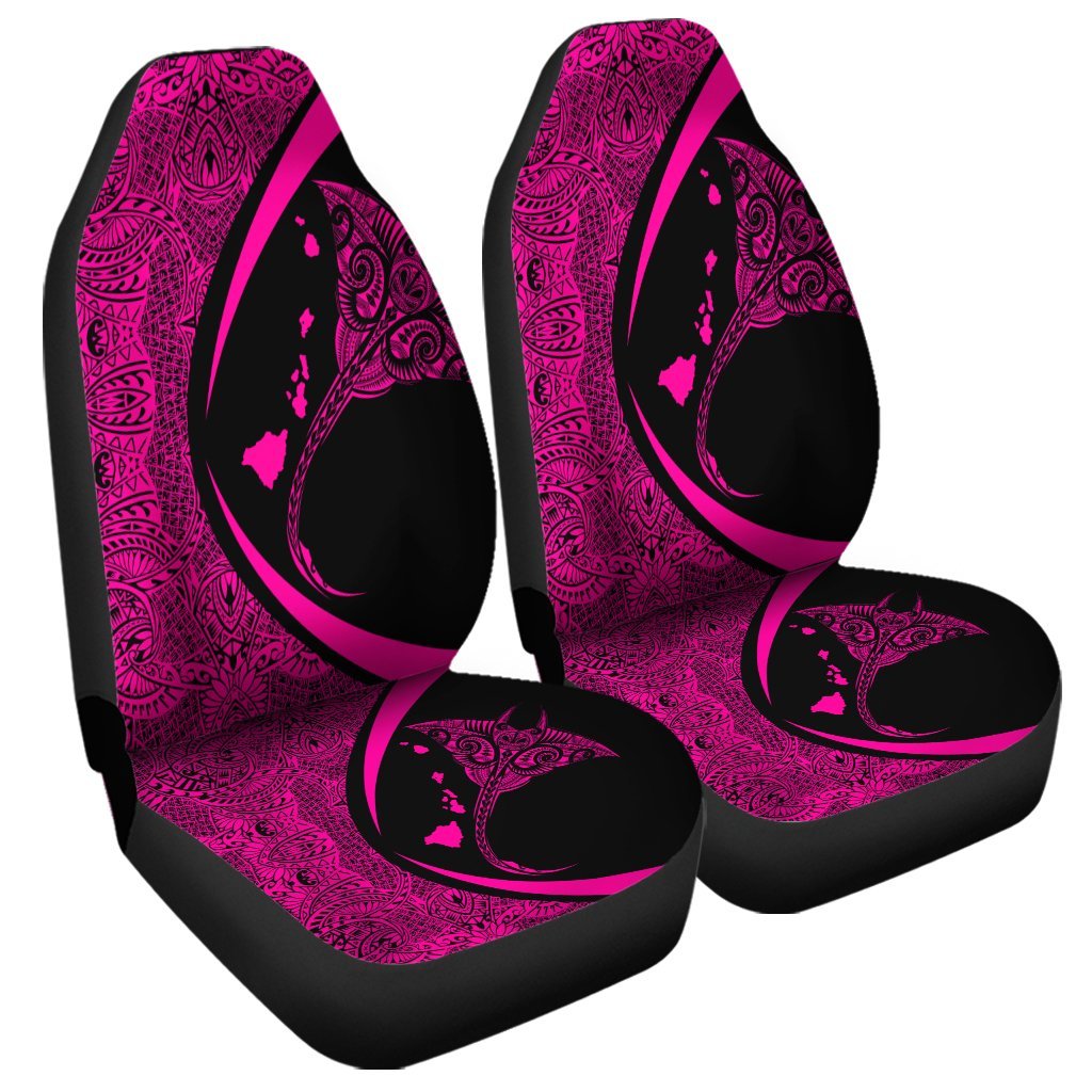 Hawaiian Map Manta Ray Polynesian Car Seat Covers - Pink - AH Universal Fit Black - Polynesian Pride