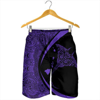 Hawaiian Map Manta Ray Polynesian Men's Shorts - Purple - Circle Style - AH - Polynesian Pride