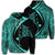 Hawaiian Map Manta Ray Polynesian Zip Hoodie Turquoise Circle Style Unisex Art - Polynesian Pride
