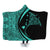 Hawaiian Map Manta Ray Polynesian Hooded Blanket - Turquoise - Circle Style - AH Hooded Blanket White - Polynesian Pride