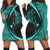 Hawaiian Map Manta Ray Polynesian Hoodie Dress - Turquoise - Circle Style - AH Black - Polynesian Pride