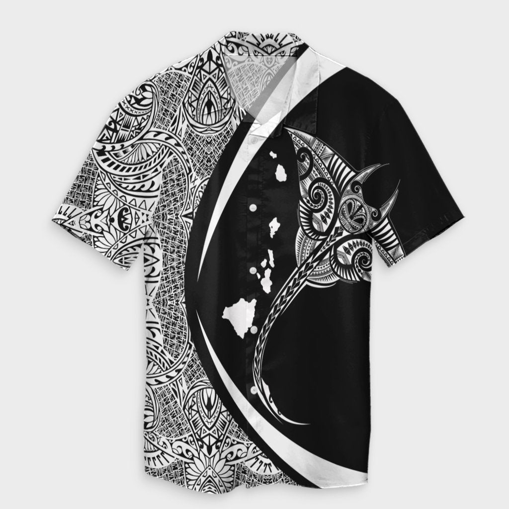 Hawaiian Map Manta Ray Polynesian Hawaiian Shirt - White - Circle Style - AH Unisex Black - Polynesian Pride