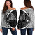 Hawaiian Map Manta Ray Polynesian Women's Off Shoulder Sweater - White - Circle Style - AH Black - Polynesian Pride