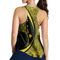 Hawaiian Map Manta Ray Polynesian Racerback Tank - Yellow - Circle Style - AH - Polynesian Pride