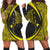 Hawaiian Map Manta Ray Polynesian Hoodie Dress - Yellow - Circle Style - AH Black - Polynesian Pride