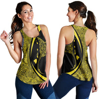 Hawaiian Map Manta Ray Polynesian Racerback Tank - Yellow - Circle Style - AH Black - Polynesian Pride