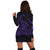 Hawaiian Map Manta Ray Purple Polynesian Hoodie Dress - AH - Polynesian Pride