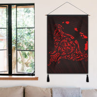 Hawaiian Map Manta Ray Red Polynesian Hanging Poster - AH - Polynesian Pride