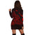 Hawaiian Map Manta Ray Red Polynesian Hoodie Dress - AH - Polynesian Pride