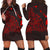 Hawaiian Map Manta Ray Red Polynesian Hoodie Dress - AH Black - Polynesian Pride