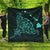 Hawaiian Map Manta Ray Turquoise Polynesian Premium Quilts - AH Black - Polynesian Pride