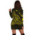 Hawaiian Map Manta Ray Yellow Polynesian Hoodie Dress - AH - Polynesian Pride